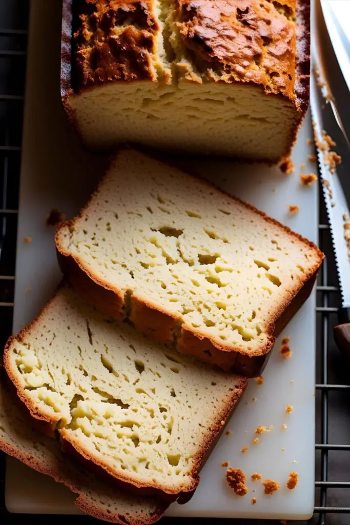 Warm slice of cottage cheese bread with butter melting on top
