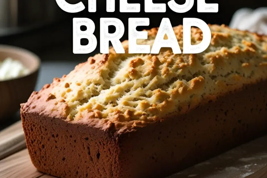 Golden loaf of cottage cheese bread with a slice cut out, revealing soft crumb