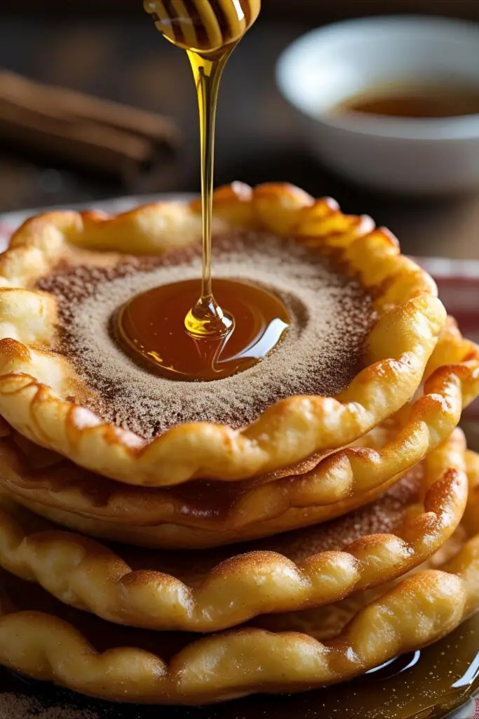 Fry bread taco filled with toppings on wooden board