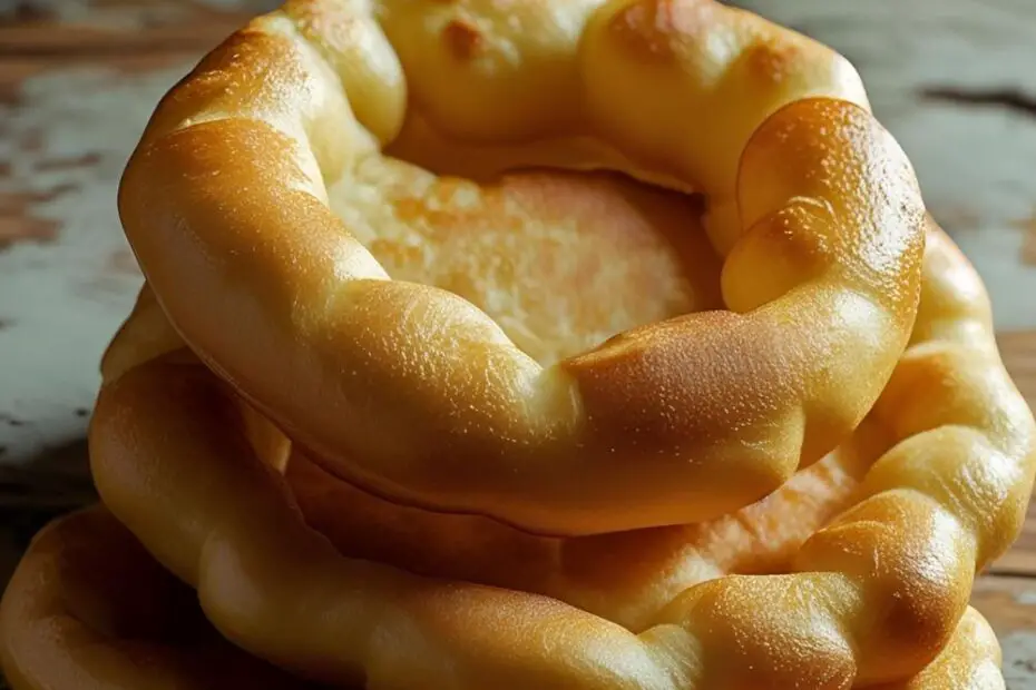 Stack of golden fry bread discs on plate