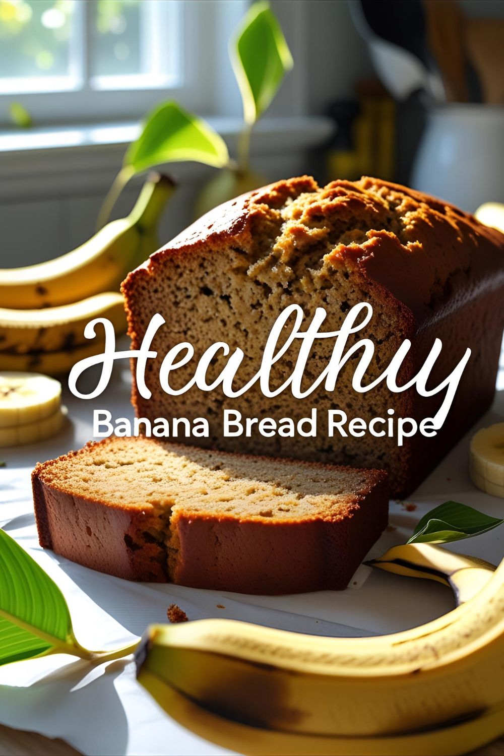 Sliced healthy banana bread loaf with blueberries and nuts
