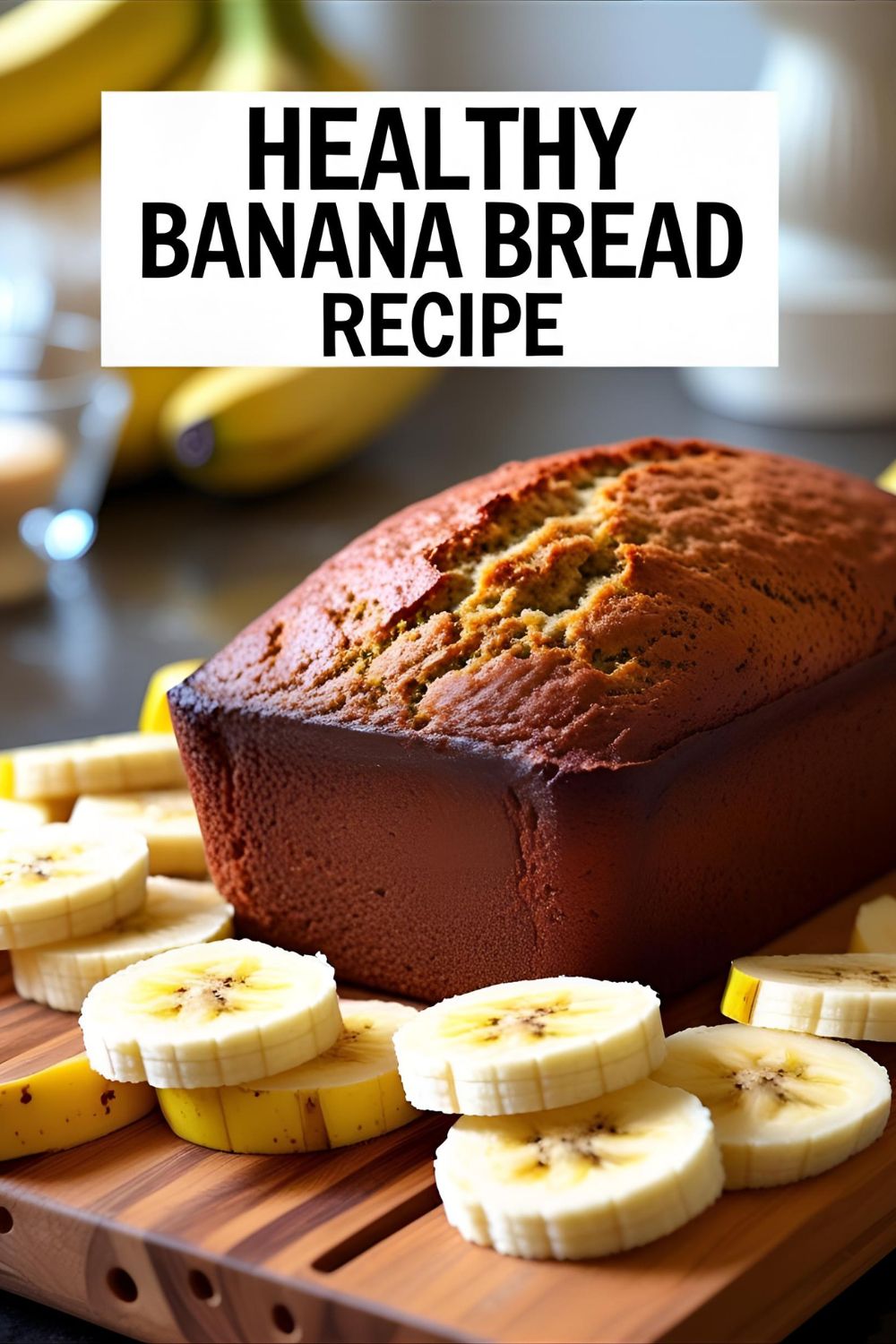 Sliced healthy banana bread loaf with blueberries and walnuts