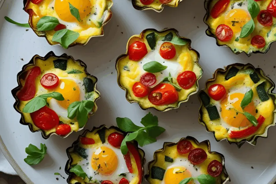 Veggie-packed egg muffins in a muffin tin