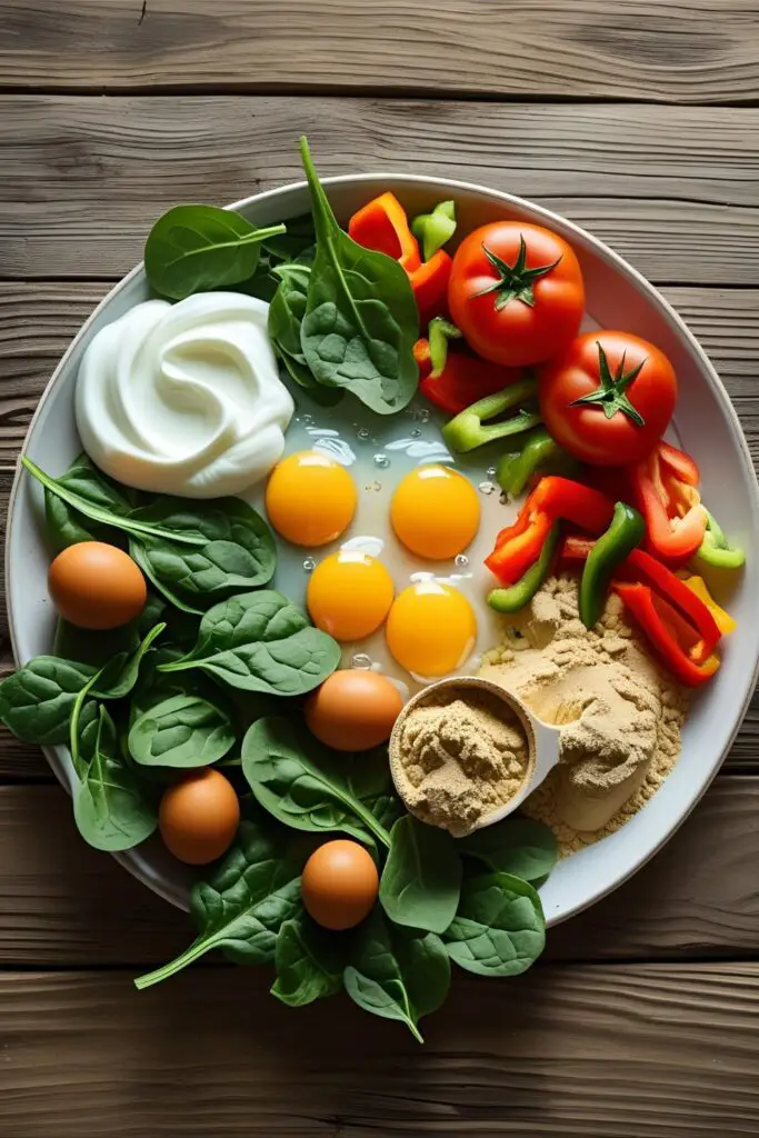  Close-up of a protein-rich egg scramble bowl