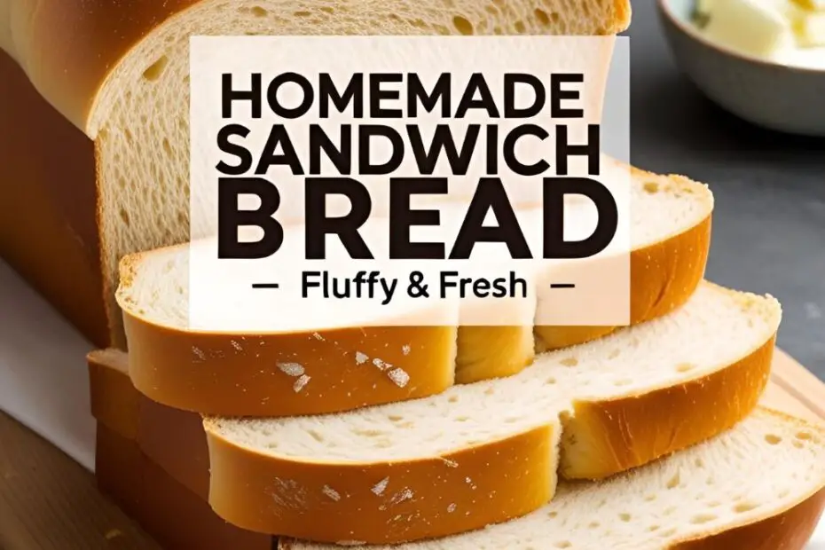 Soft homemade sandwich bread sliced, showing fluffy interior.