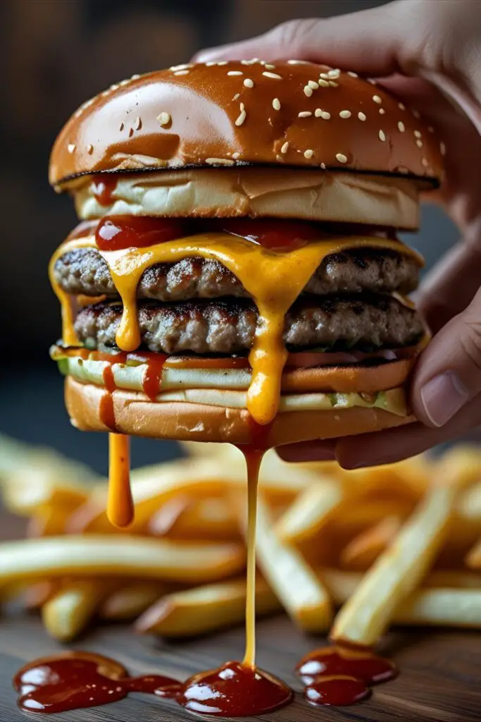 Home-cooked In-N-Out style burger with sauce and melted cheese