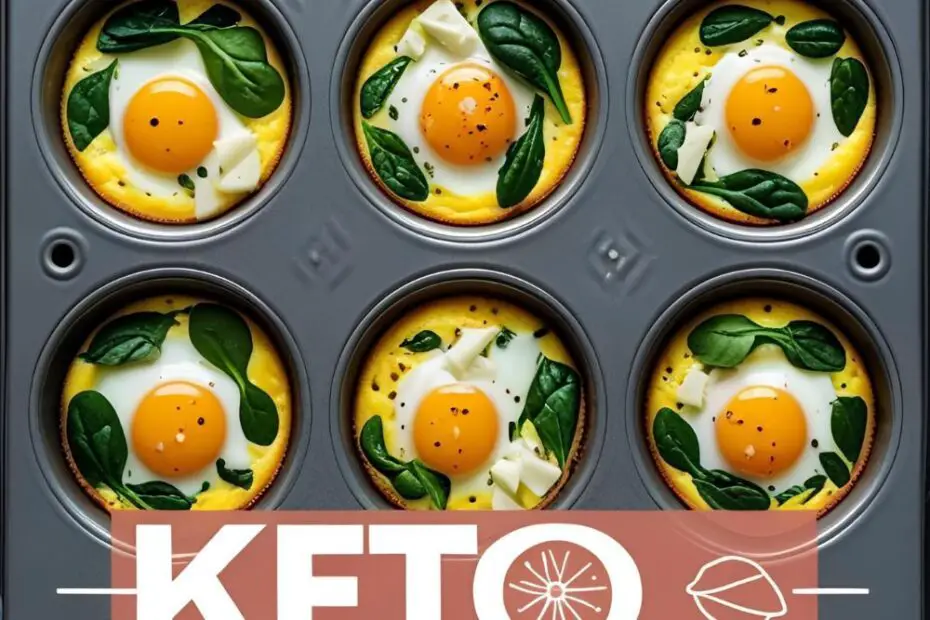 Spinach feta egg muffins in a muffin tin with melted cheese and spinach bits