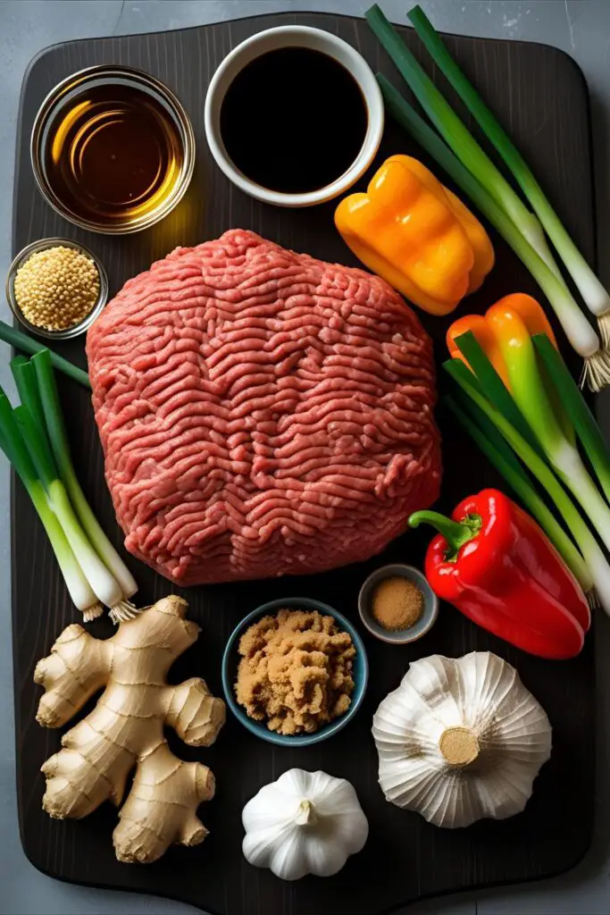 Ground beef cooked in sweet‑savory sauce in a bowl with rice and veggies