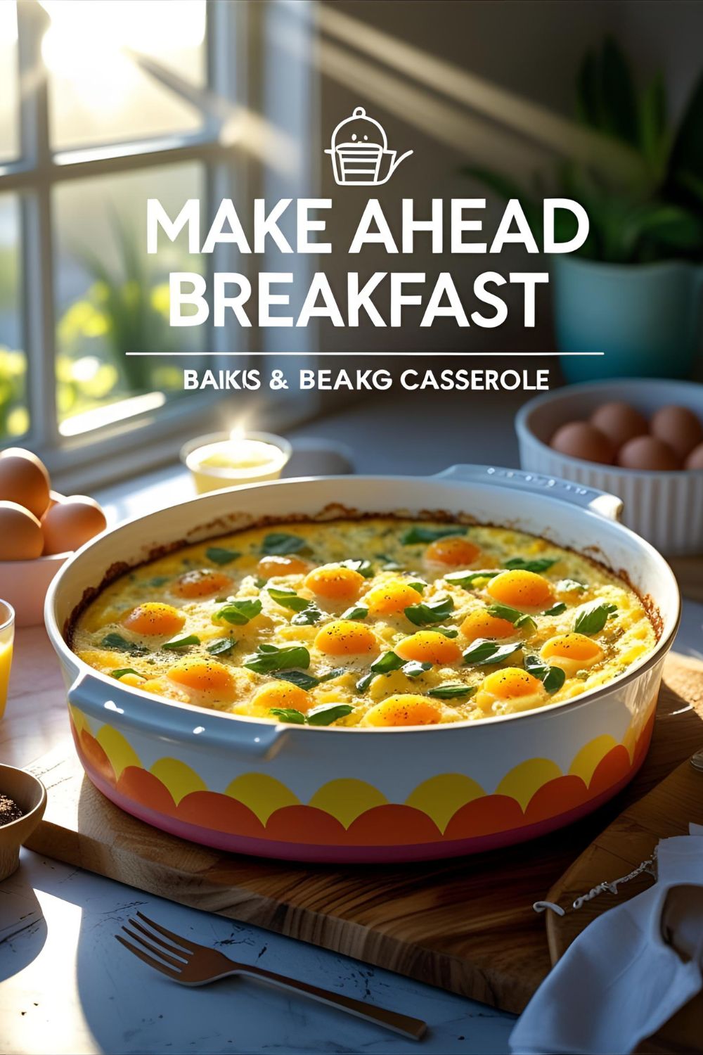 Golden-baked egg casserole squares in a baking dish.