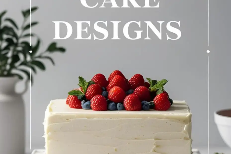 Perfectly frosted square cake with sharp edges and decorative border