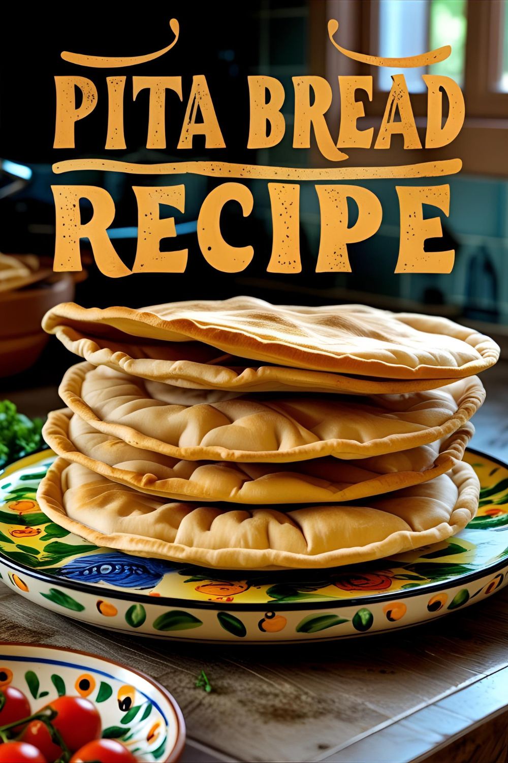 Stack of fresh homemade pita bread pockets