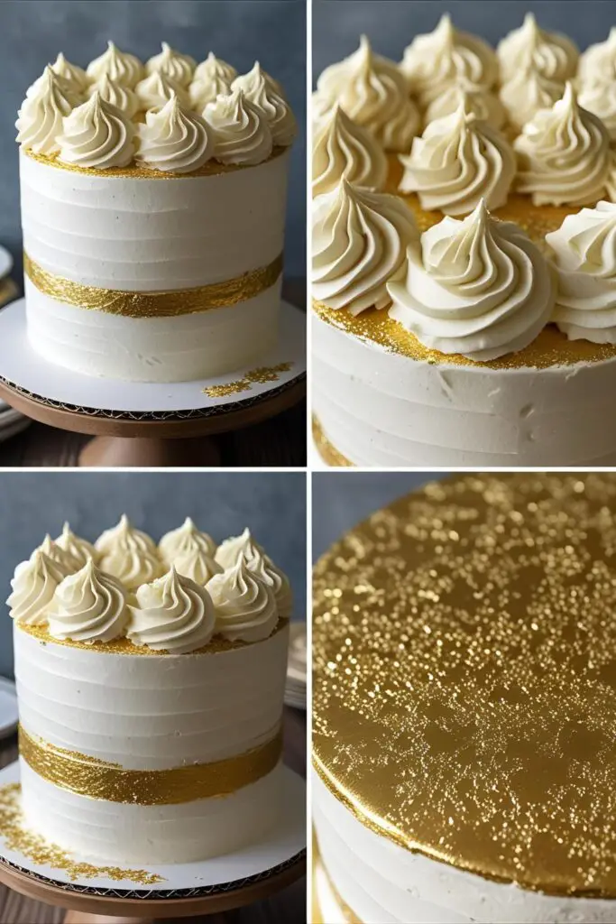 Styled birthday cake with pastel and gold accents
