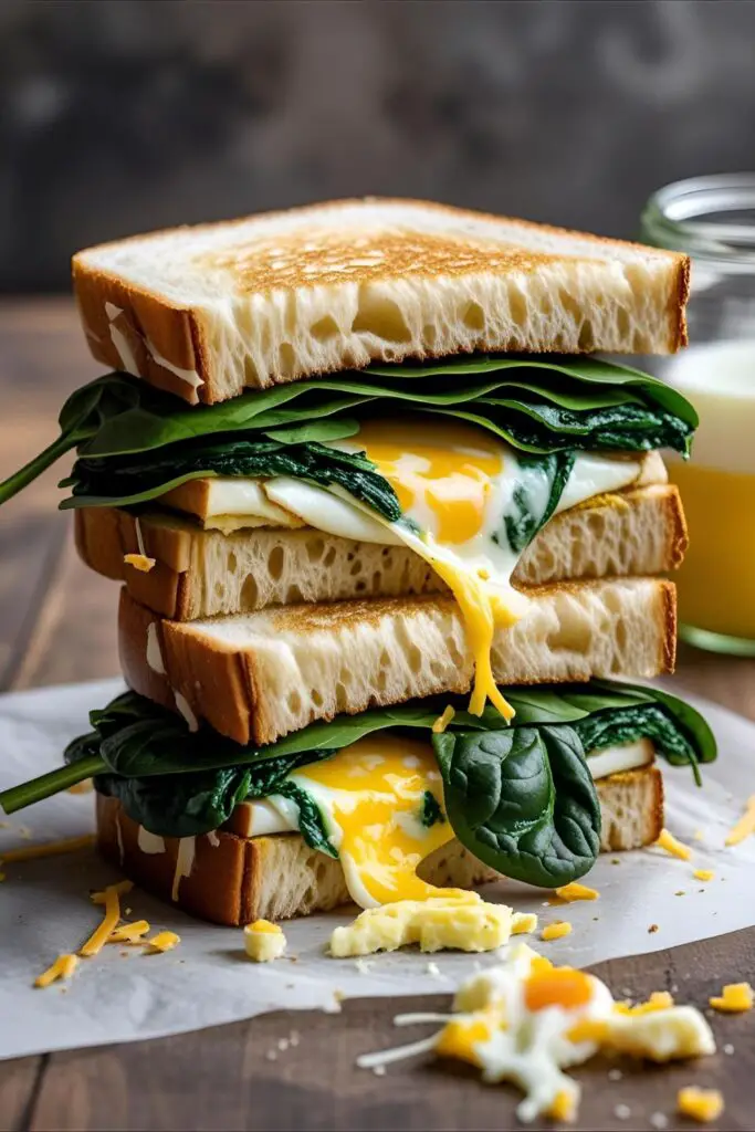 Three quick breakfast dishes: egg wrap, oat bowl, and English muffin sandwich arranged on a table.