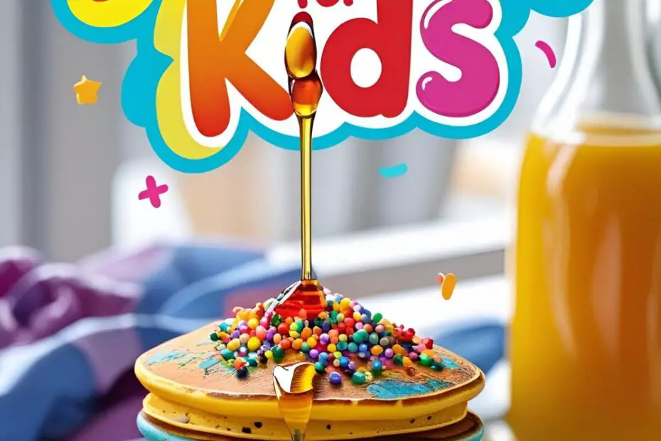 Colorful mini pancake rainbow stack on a plate