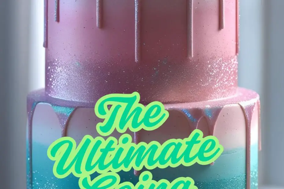 An aesthetic pink and blue watercolor cake with the text overlay "The Ultimate Going Seventeen Cake".