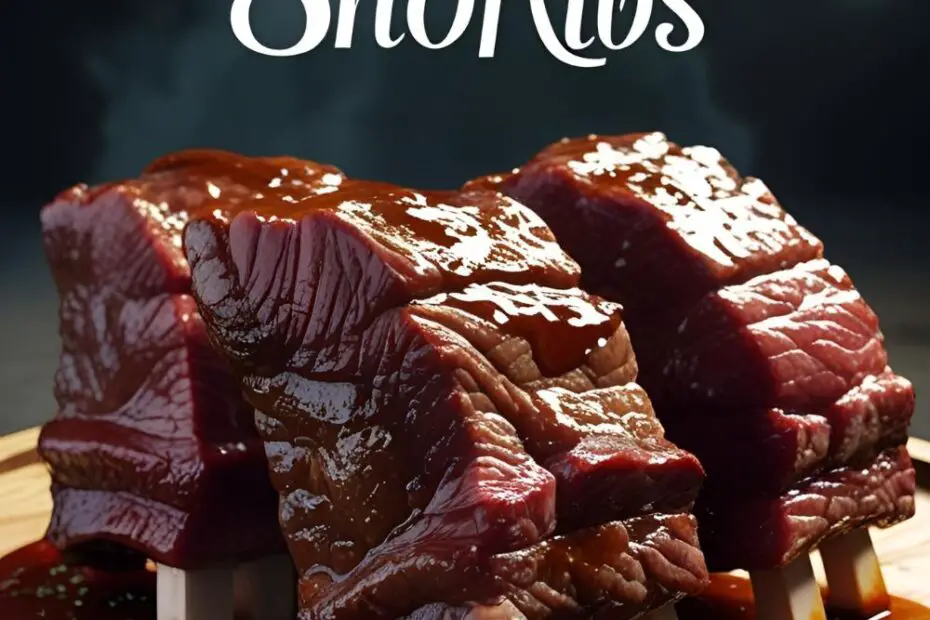 Braised beef short ribs on a platter with parsley garnish