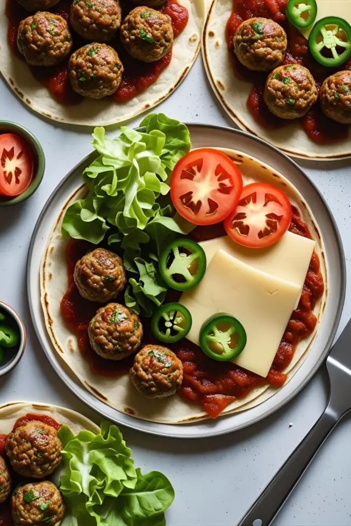 Two smash burger tacos on a rustic board with cheese pull