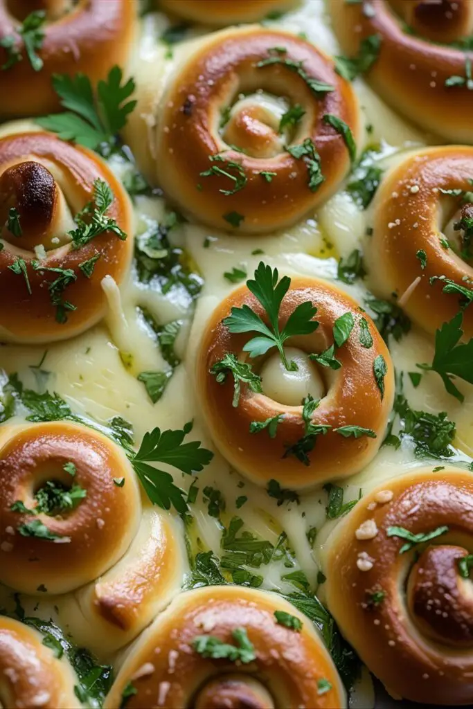 Two styles of sourdough rolls: plain and cheesy herb, close view.