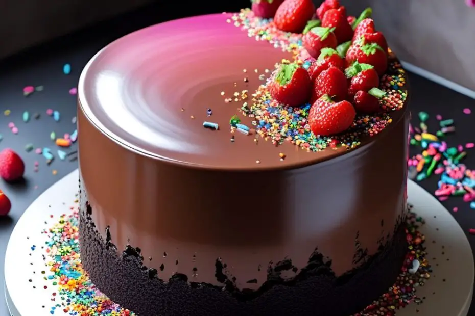 Ombre and drip chocolate cake with piped decorations