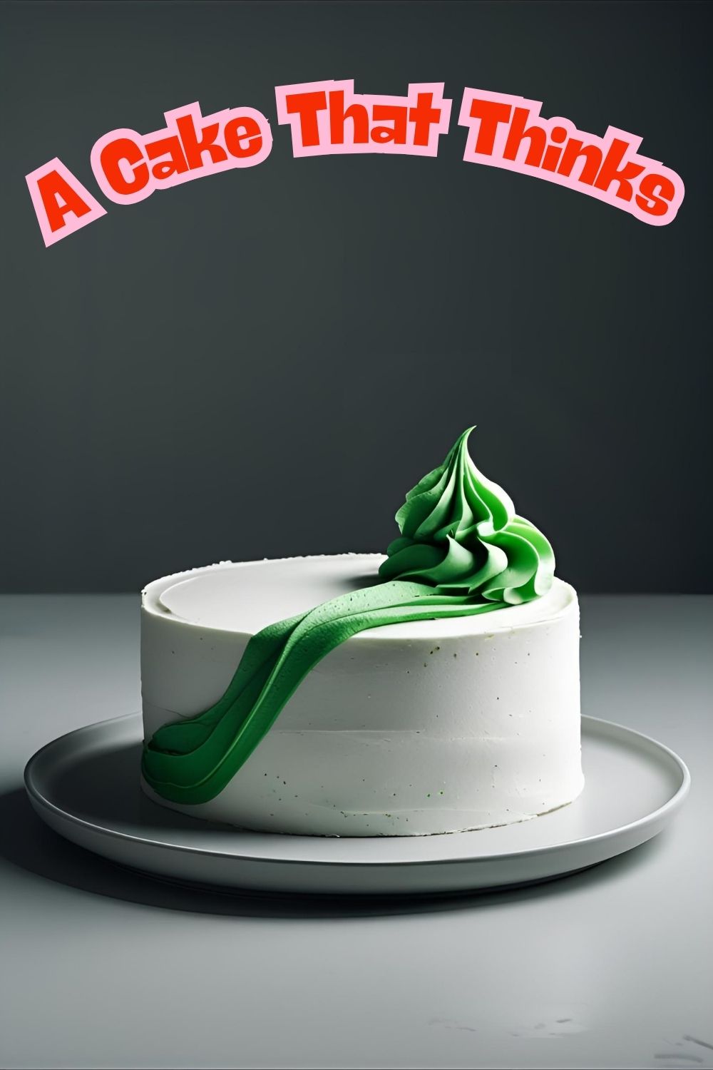 A minimalist Frank Ocean cake inspired by the Blonde album cover, with a text overlay that reads, "A Cake That Thinks".