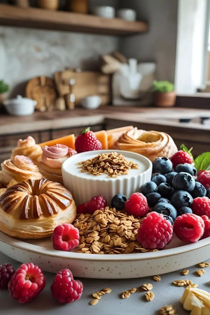 Savory & Sweet Breakfast Charcuterie with bacon, waffles, fruit, cheese