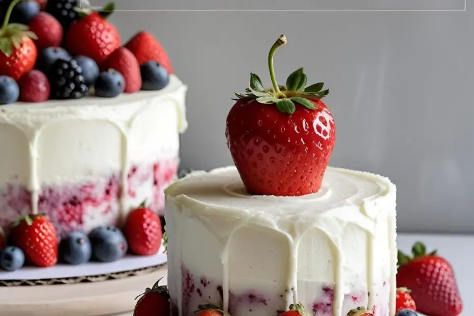 A modern white cake with a gold wafer paper sail and the text overlay "The Wafer Paper Cake, Demystified".