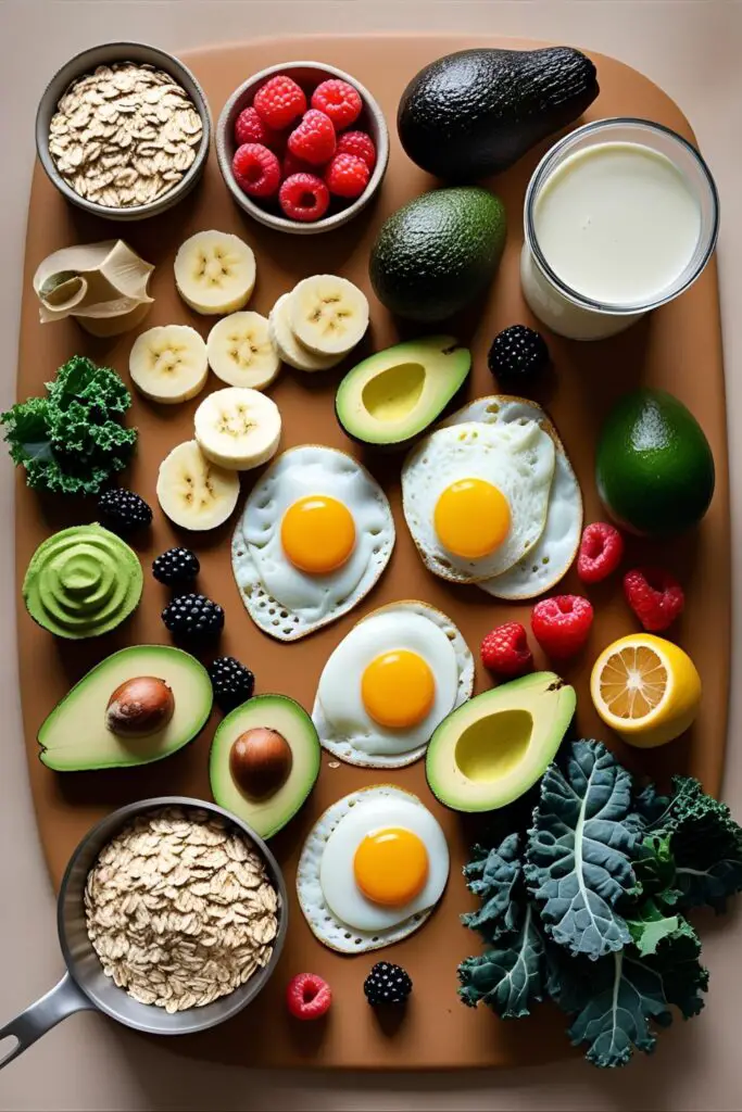  Trio breakfast setup: oatmeal bowl, avocado toast and pink smoothie