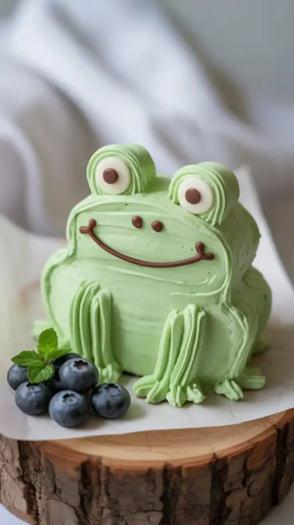 "A close-up image showing the cute, simple piping details and charmingly rustic texture of a bento cake."