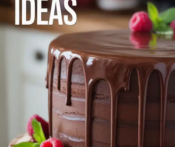 A Pinterest pin with a chocolate drip cake in the background and text that reads: 5 easy cake decorating ideas for beginners.