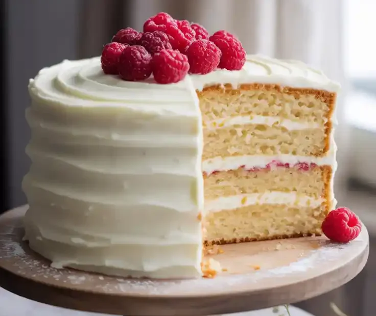 A stunning homemade vanilla layer cake with a slice taken out, with the text "How to Make Homemade Cake" overlaid.