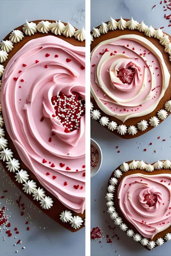 wo images showing a finished pull-apart cupcake cake; one shows the full cake, and the other shows a hand pulling one cupcake away.