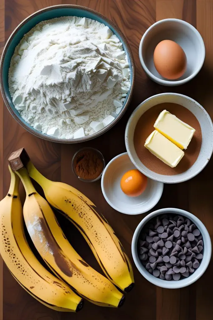  Plate of banana bread cookies with chocolate chips and bananas in background