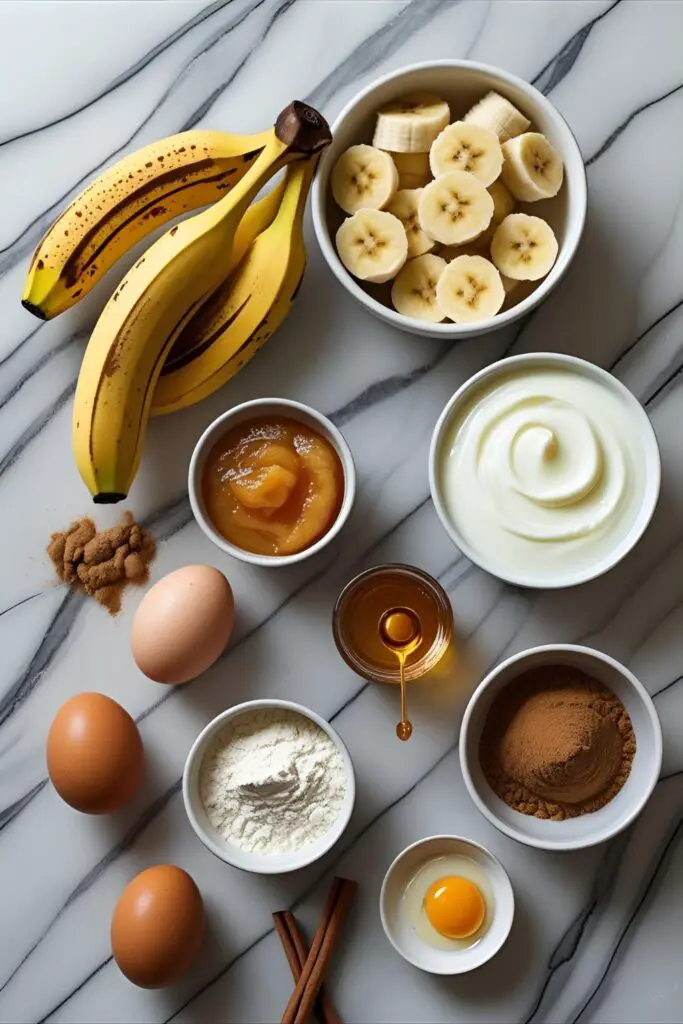Loaf of whole wheat banana bread with parchment and fruit