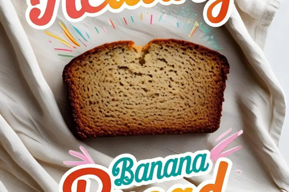 Moist whole wheat banana bread slice with oats and yogurt visible