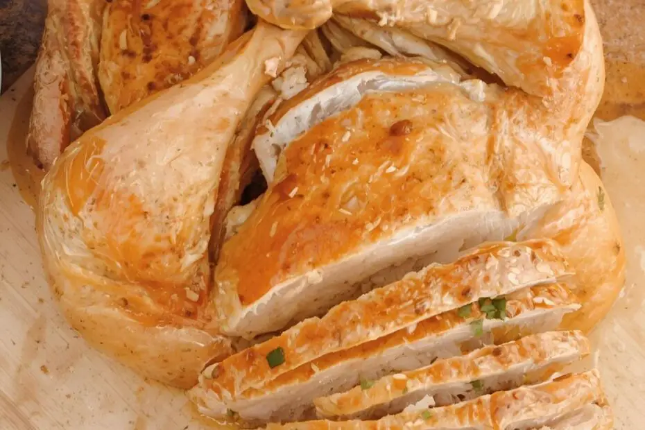 A beautiful rotisserie chicken with the text "3 Easy Meals, 1 Chicken."