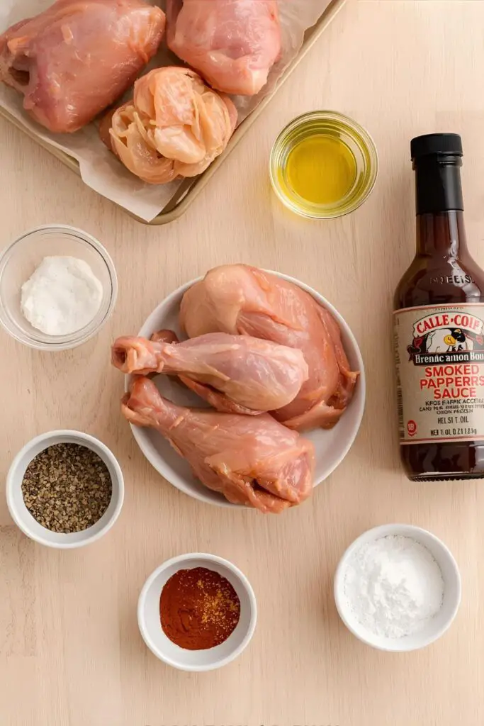 The simple and flavorful ingredients needed to make easy baked BBQ chicken.