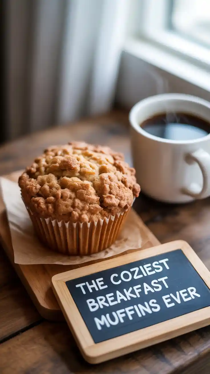 A perfect coffee cake muffin with a high dome and a thick layer of crunchy cinnamon streusel topping.