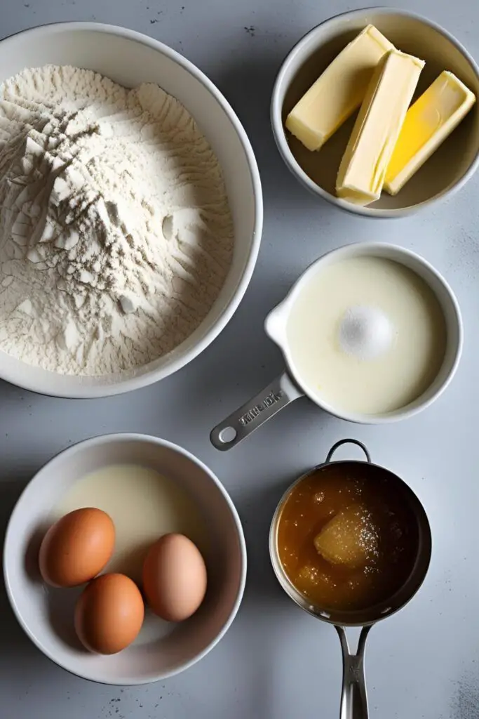 Ingredients for a classic caramel cake recipe