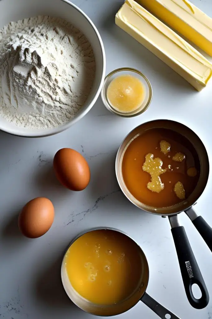 Ingredients for a classic caramel cake recipe