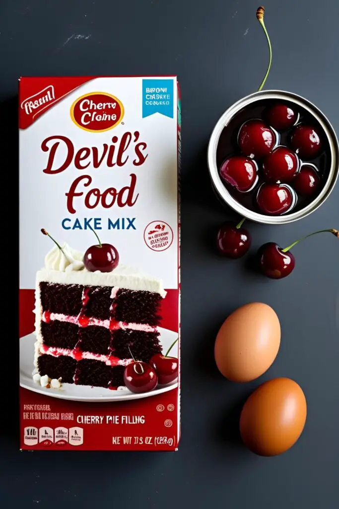 The simple cake mix ingredients for an easy chocolate cherry cake