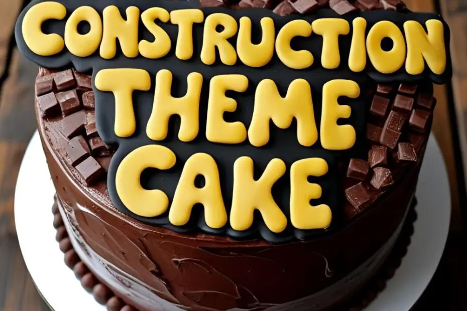 A delicious and fun construction theme cake with Oreo dirt, chocolate rocks, and a yellow toy excavator digging into the side.