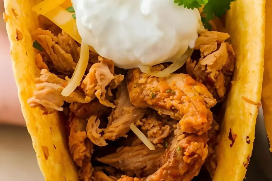 An incredibly easy and delicious crock pot chicken taco recipe for quick family dinners.