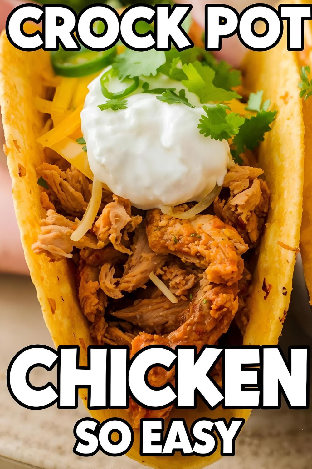 An incredibly easy and delicious crock pot chicken taco recipe for quick family dinners.