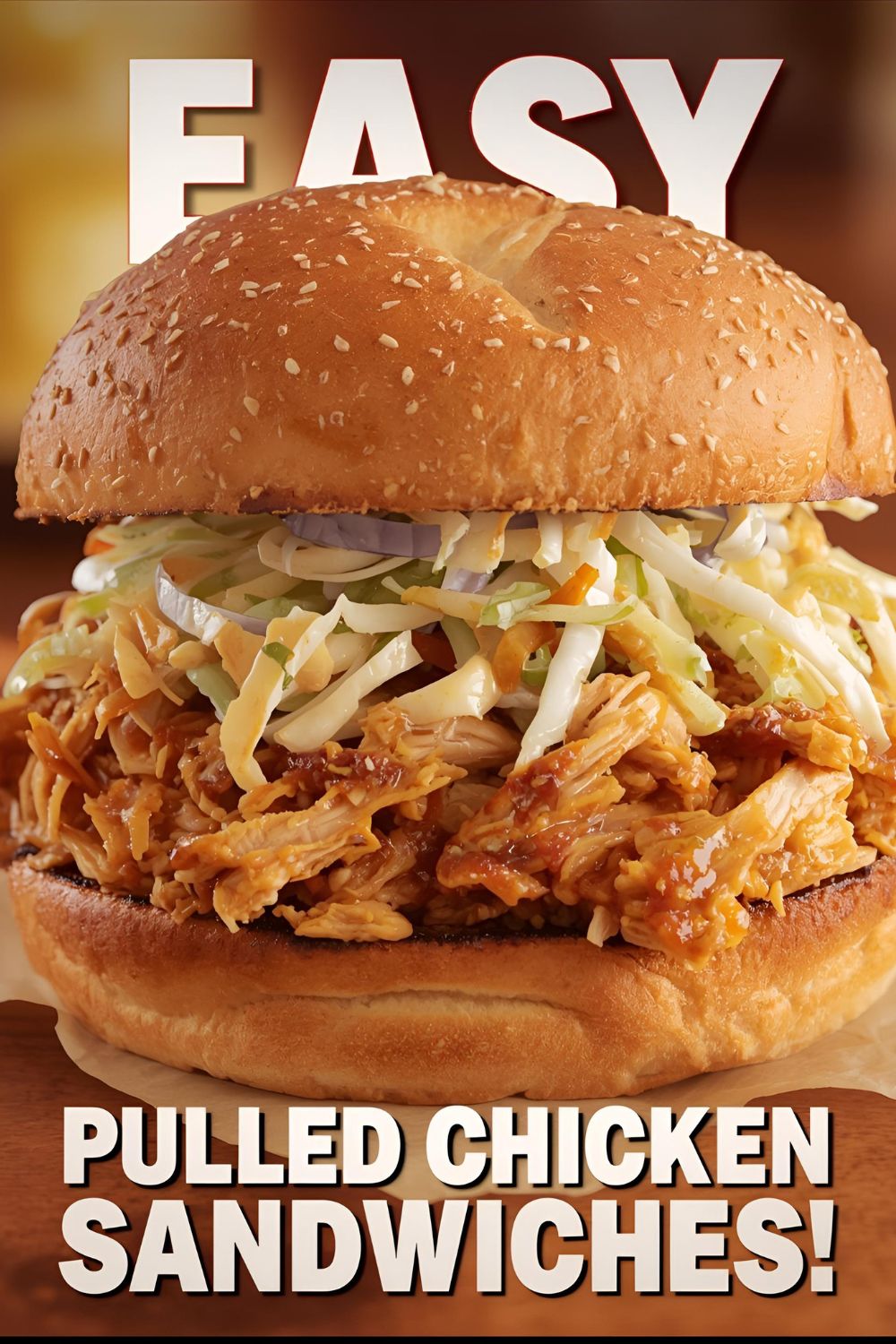 An easy recipe for delicious pulled chicken sandwiches made in a slow cooker or Instant Pot.