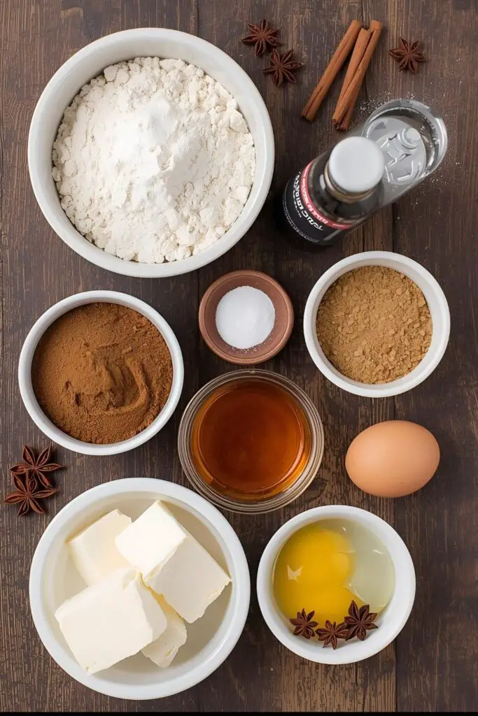 A collage of essential ingredients for making delicious homemade gingerbread cookies, including molasses and spices.