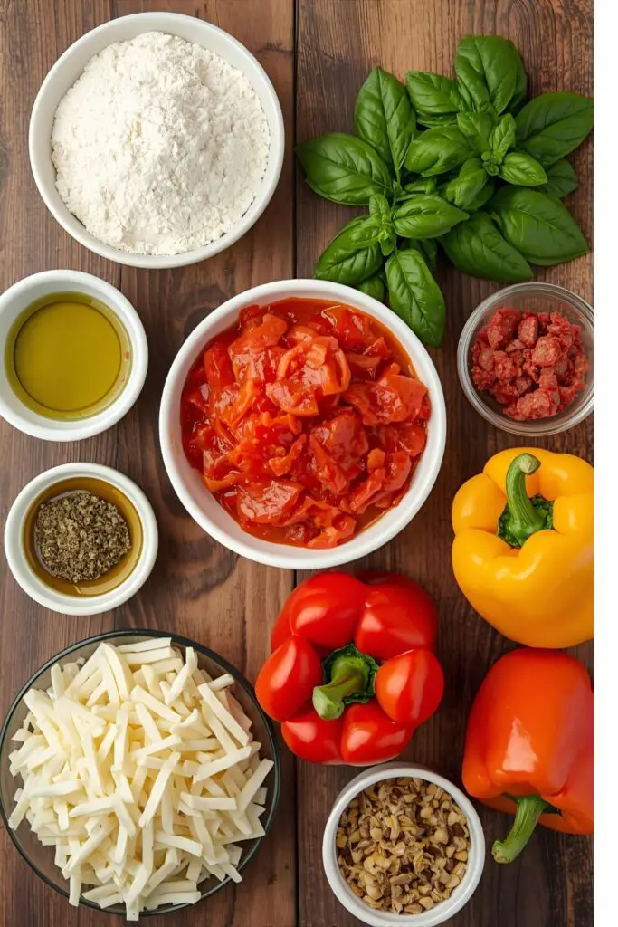 All the fresh and quality ingredients needed to make a fantastic homemade pizza.