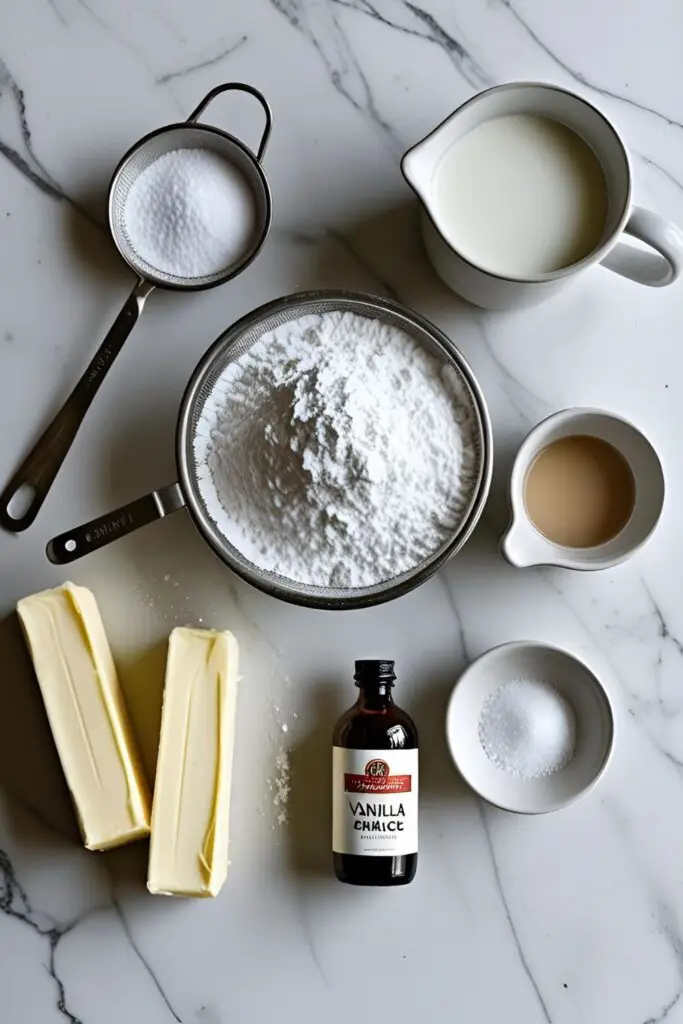 Ingredients for homemade icing