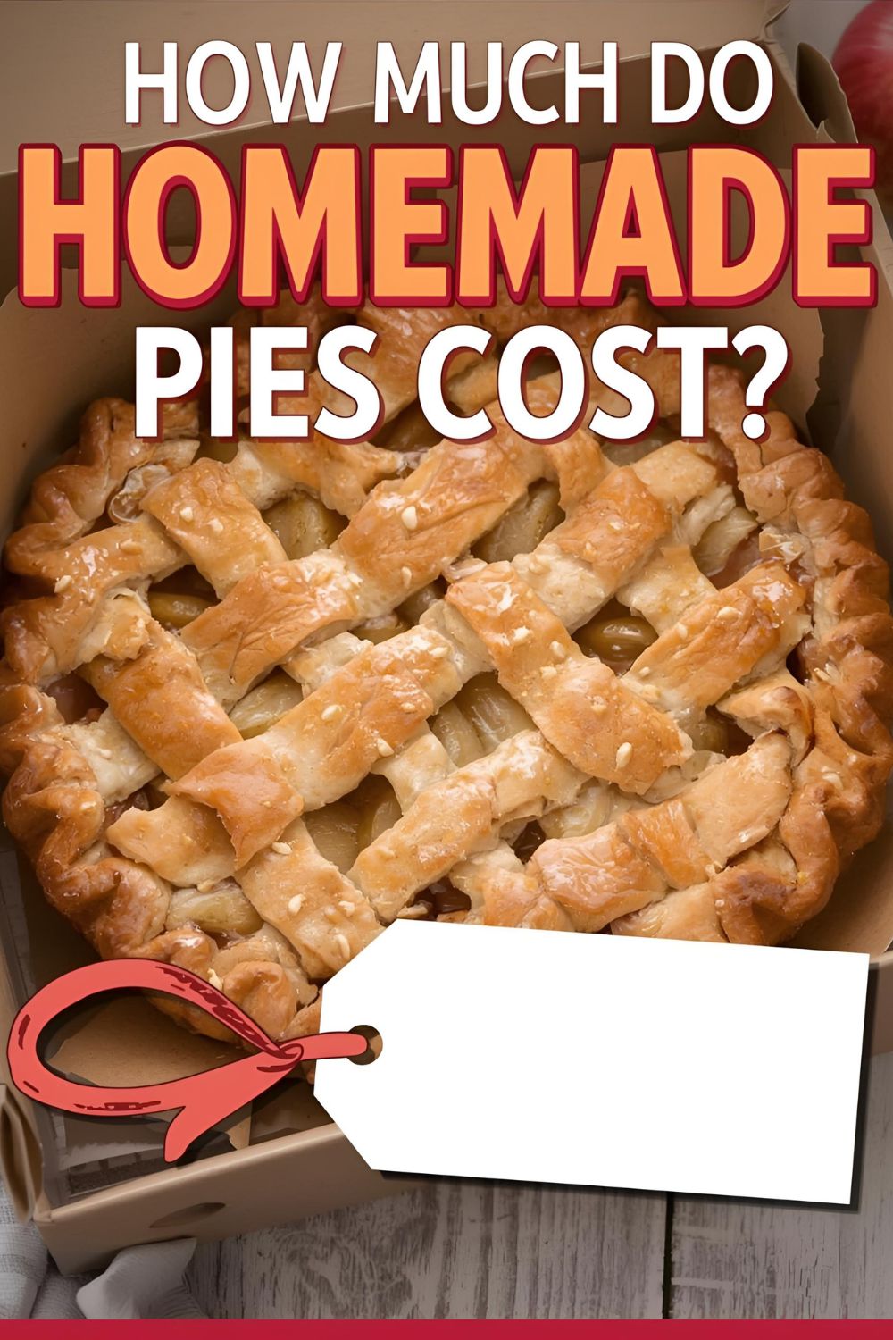 A beautiful homemade pie with a price tag and the text "How Much Do Homemade Pies Cost?"