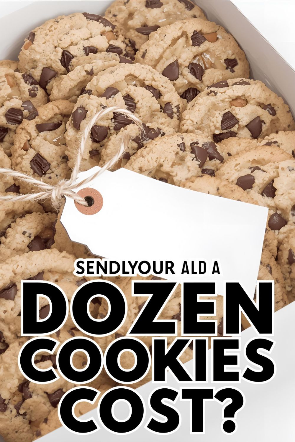 A box of beautiful homemade cookies with a price tag and the text "How Much Should a Dozen Cookies Cost?"