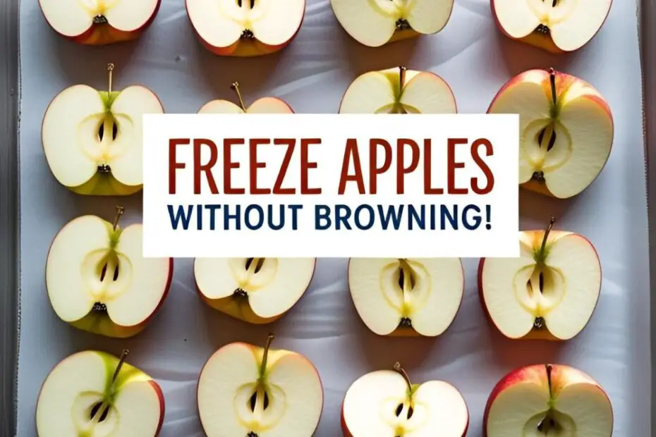 A guide showing the best way to freeze apple slices for later use without them turning brown.